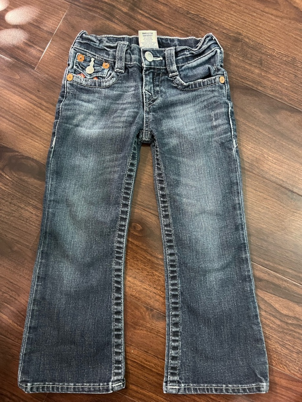 True Religion dark Wash Denim Jeans with Contrasting Stitch kids sz 4